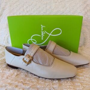 Sam Edelman Cream Leather Flats with Buckle